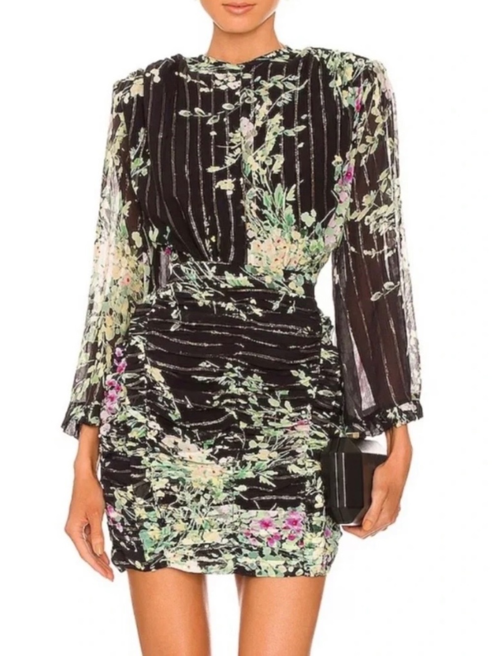 Sabina Musayev x Revolve Romana Mini Silk Dress Black